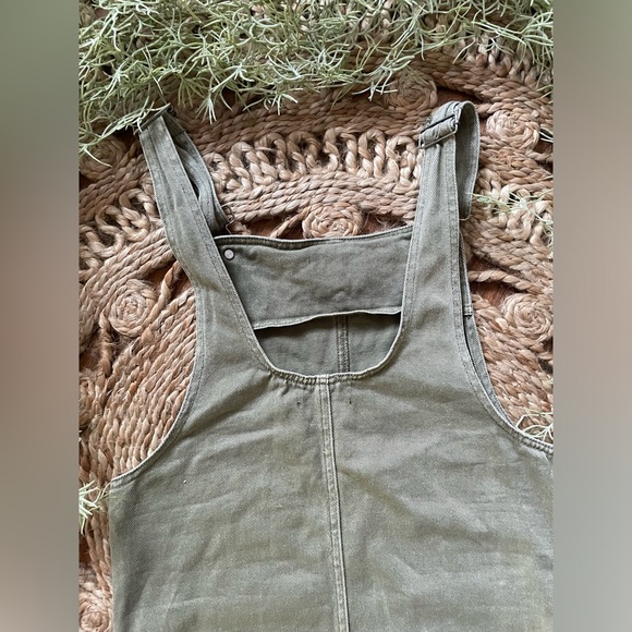 Olive Green Overalls Dress - Picture 4 of 10